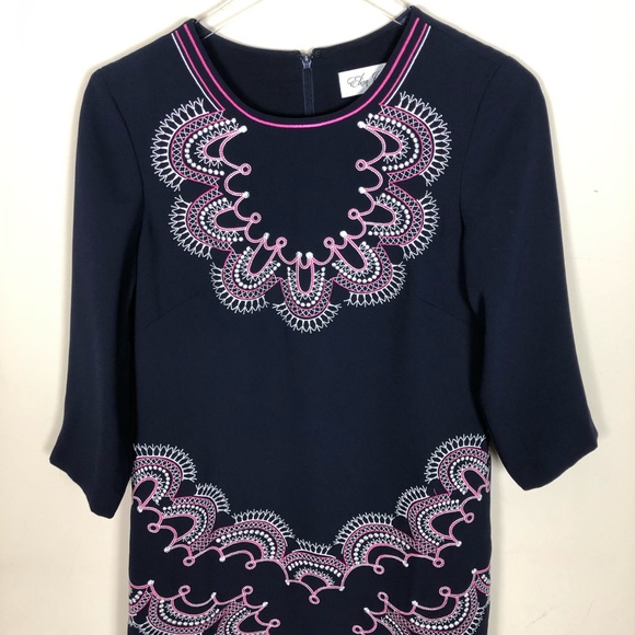 Eliza J. Blue Paisley Embroidered Shift Dress - Picture 3 of 8